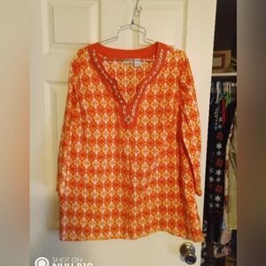 Kim Rogers Geometric Tunic Top Size 1X